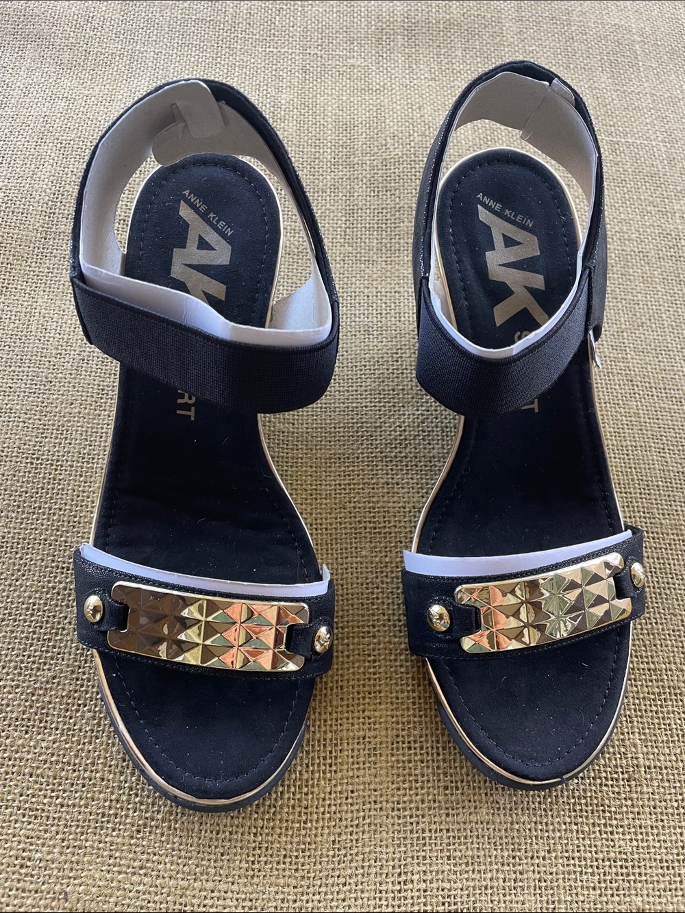Anne Klein Black Sandals with Gold Stud Accent.
NWOT/BOX - Picture 2 of 7